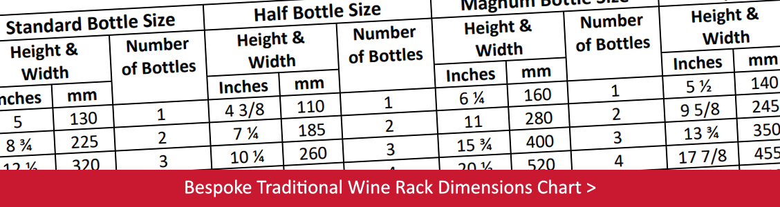 Bespoke Traditional Wine Rack Dimensions Chart